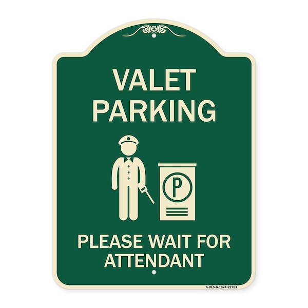 Valet Parking Please Wait for Attendant Heavy-Gauge Aluminum Sign, 24" x 18", G-1824-22753